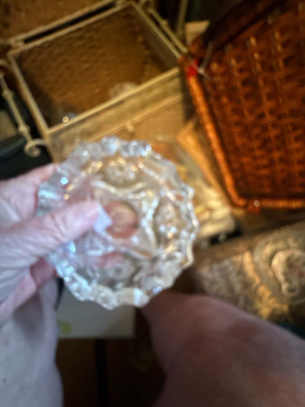 Vintage Pressed Glass Starburst Pattern Ashtray
